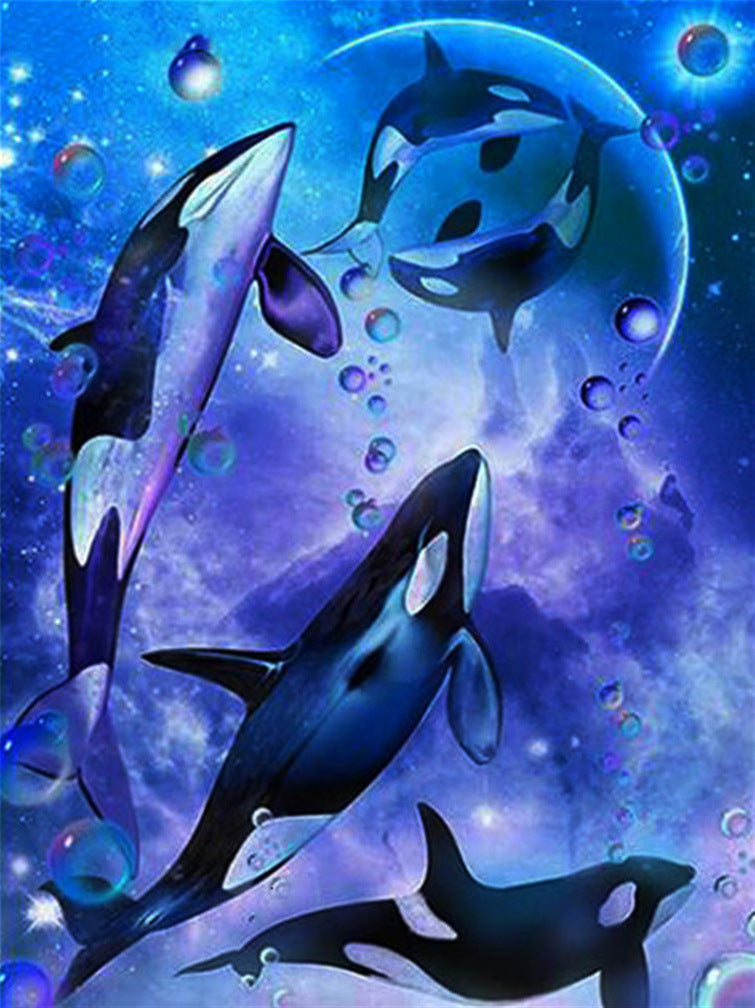 DIY Diamond Painting Kit - Round Drills Ocean Whales 30*40CM