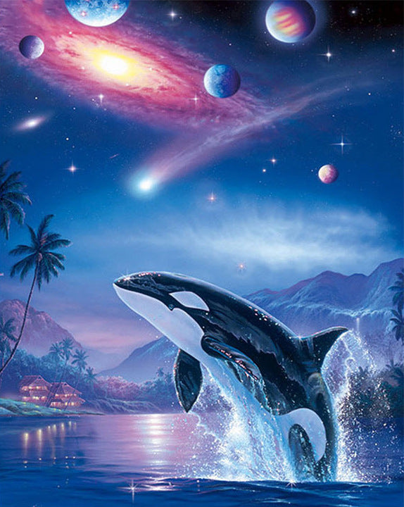 DIY Diamond Painting Kit - Round Drills Ocean Whales 30*40CM