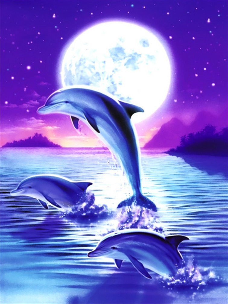 DIY Diamond Painting Kit - Round Drills Ocean Whales 30*40CM