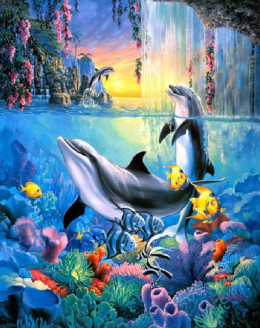 DIY Diamond Painting Kit - Round Drills Ocean Whales 30*40CM