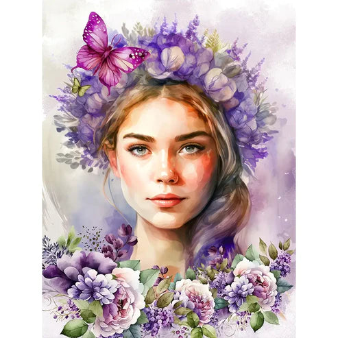 DIY 5D Diamond Painting Kit - Girl With Flowers Painting