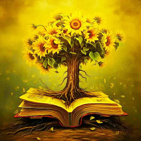 DIY 5D Diamond Painting Kit - Sunflower Tree Book