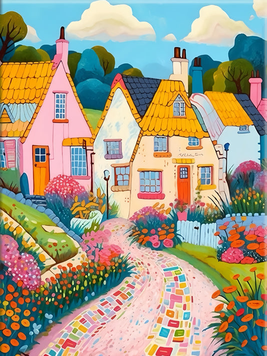Painting By Numbers Kit - Abstract Colorful Town