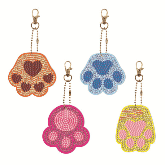 DIY Diamond Painting Craft Keychain - Paw prints