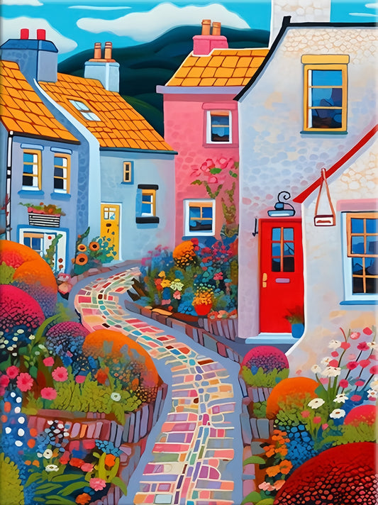 Painting By Numbers Kit - Abstract Colorful Town