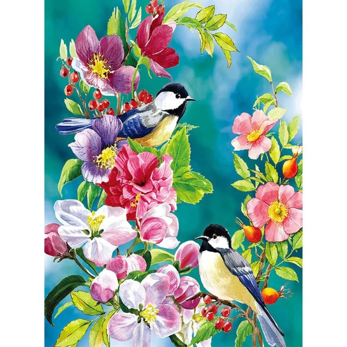 Paint By Numbers Kit - Chickadee Birds on a Flower Tree