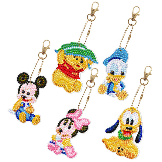 DIY Diamond Painting Craft Keychain - Mickey and Donald Duck