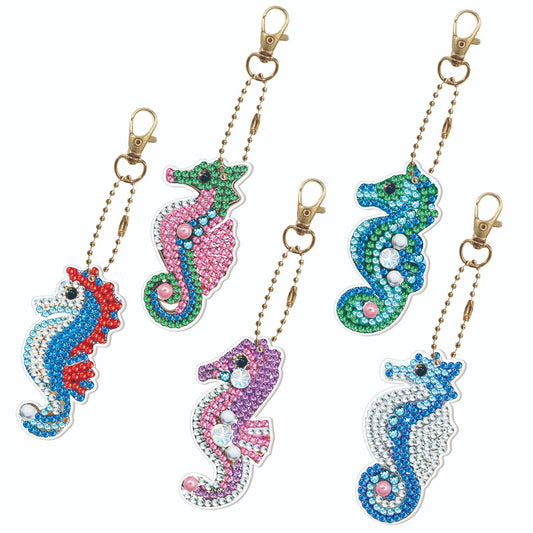 DIY Diamond Painting Craft Keychain - Seahorse