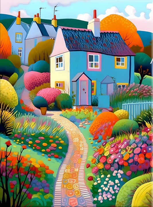 Painting By Numbers Kit - Abstract Colorful Town