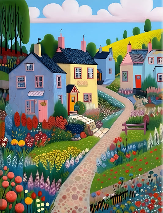 Painting By Numbers Kit - Abstract Colorful Town