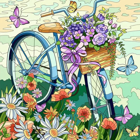 DIY 5D Diamond Painting Kit - The Flower Bicycle