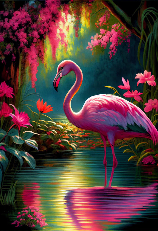 DIY 5D Diamond Painting Kit - Flamingo Reflections