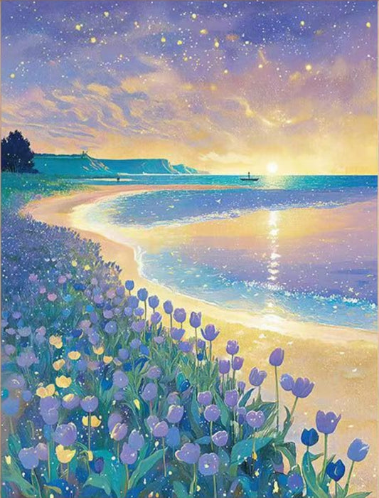 Paint By Numbers Kit - Sunset and tulips