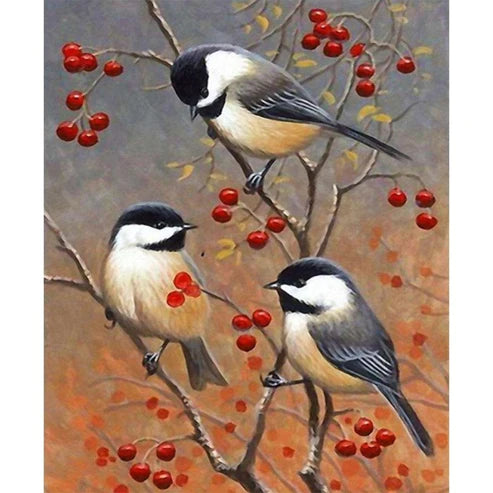 Paint By Numbers Kit -  Chickadees on Branch