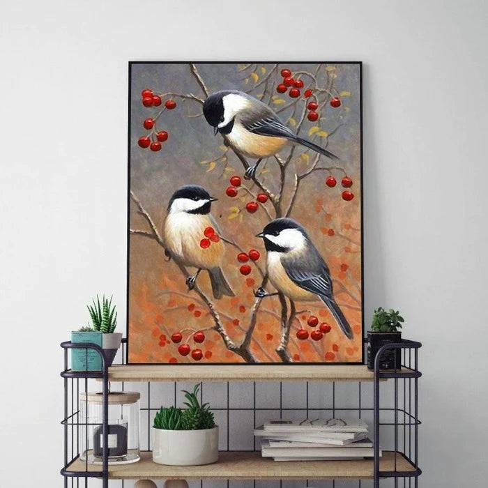 Paint By Numbers Kit - Chickadees on Branch