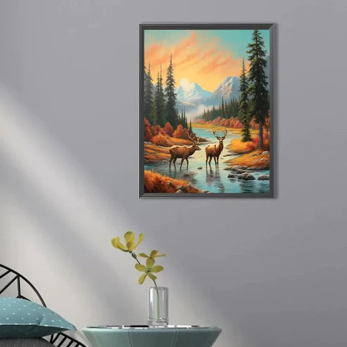 DIY 5D Diamond Painting Kit - Deers & Stream Painting