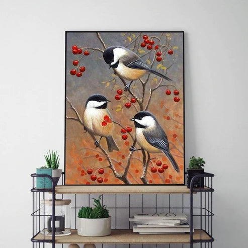 Paint By Numbers Kit -  Chickadees on Branch