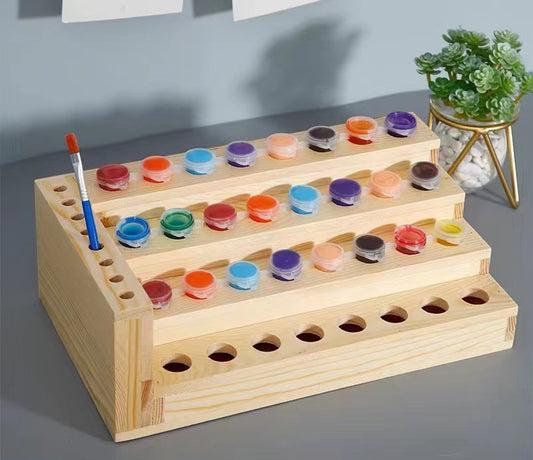 Paint By Numbers Tool - Wooden Paint Organizer & Paint Brush Holder