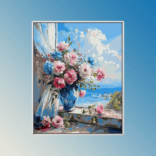Painting By Numbers Kit - Flowers On The Windowsill
