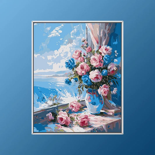 Painting By Numbers Kit - Flowers On The Windowsill