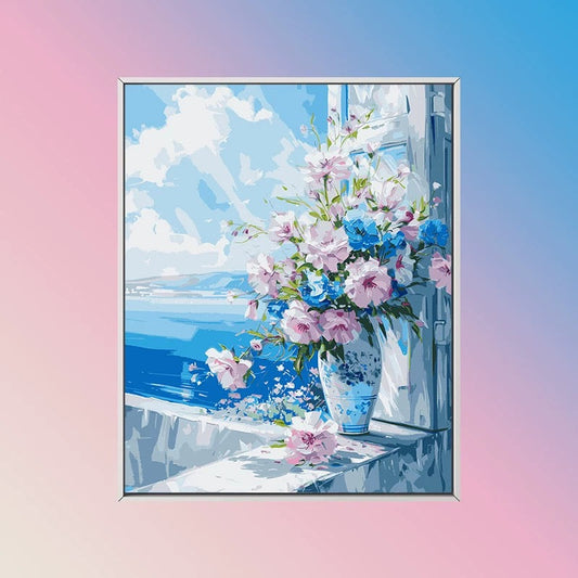 Painting By Numbers Kit - Flowers On The Windowsill