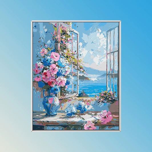 Painting By Numbers Kit - Flowers On The Windowsill