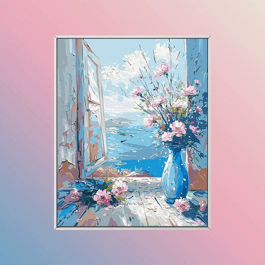 Painting By Numbers Kit - Flowers On The Windowsill