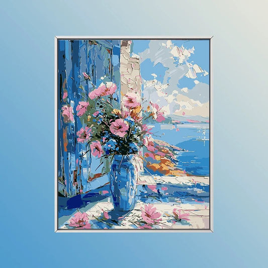 Painting By Numbers Kit - Flowers On The Windowsill