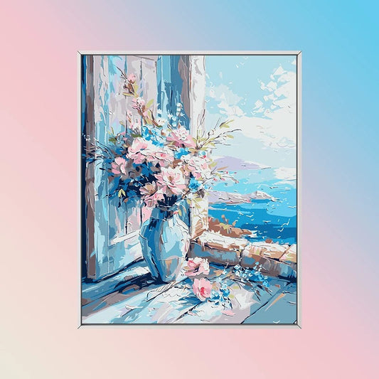 Painting By Numbers Kit - Flowers On The Windowsill
