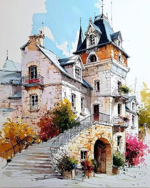 Painting By Numbers Kit - Colorful Houses