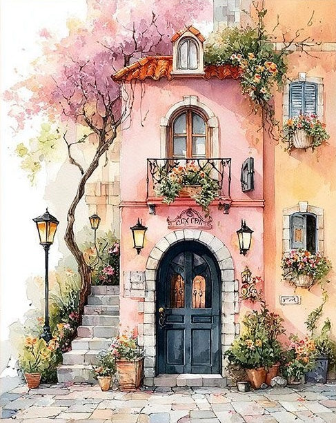 Painting By Numbers Kit - Pink House