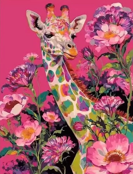 Painting By Numbers Kit - Flowers And Giraffes
