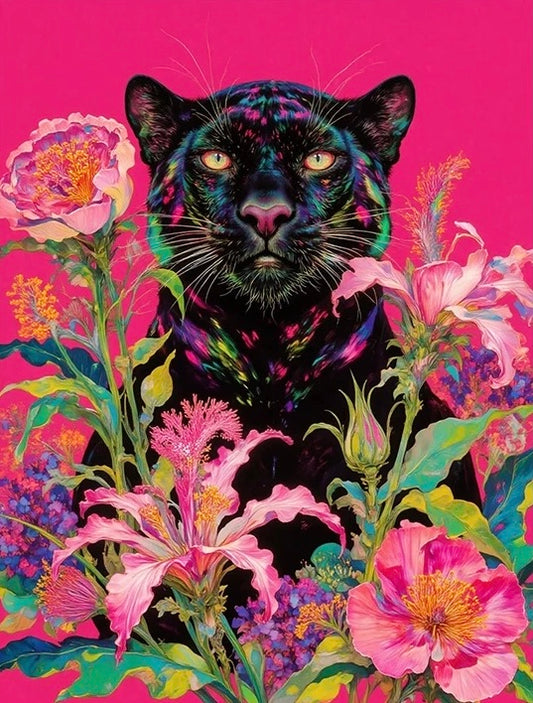 Painting By Numbers Kit - Flowers and Leopards