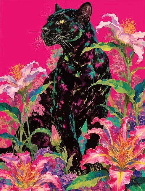 Painting By Numbers Kit - Flowers and Leopards