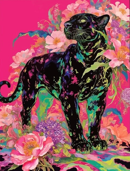 Painting By Numbers Kit - Flowers and Leopards