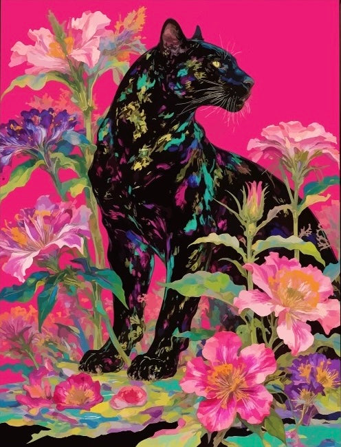 Painting By Numbers Kit - Flowers and Leopards