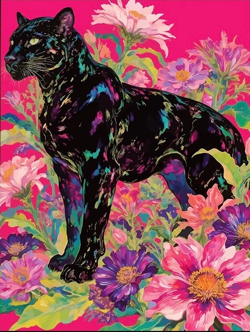 Painting By Numbers Kit - Flowers and Leopards