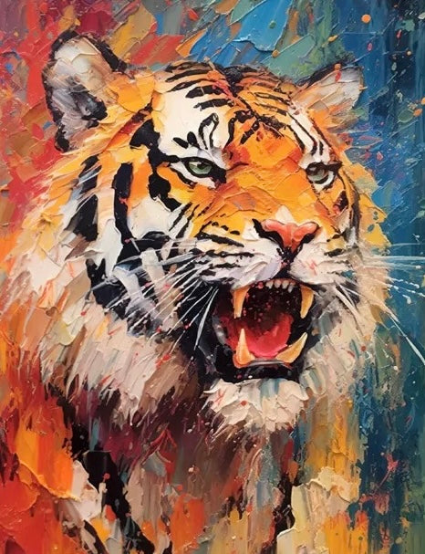 Painting By Numbers Kit - Abstract Colorful Tiger