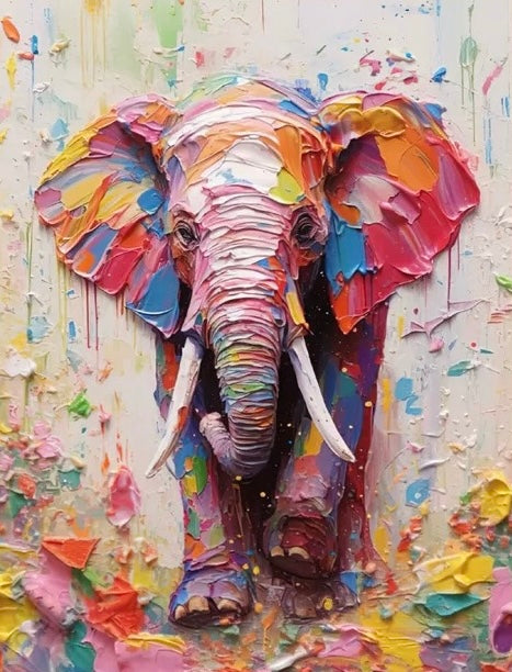 Painting By Numbers Kit - Abstract Colorful Elephant