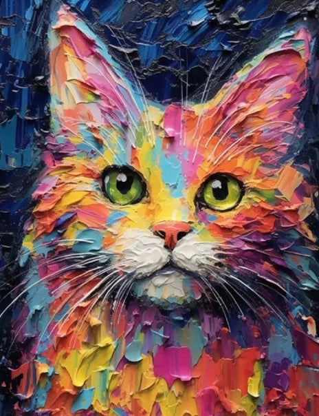 Painting By Numbers Kit - Abstract Colorful Cat