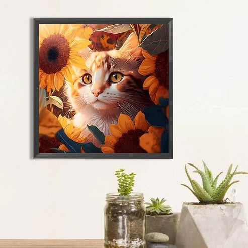 DIY 5D Diamond Painting Kit - Cat & Sunflower