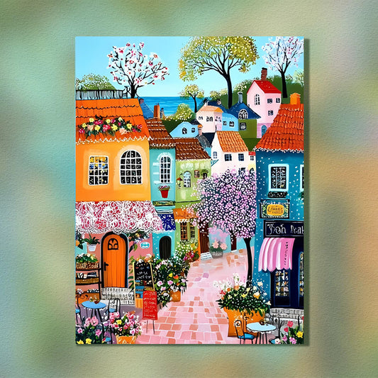 Painting By Numbers Kit - Seaside Townscape