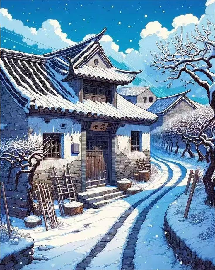 Paint By Numbers Kit - Snow and House 2