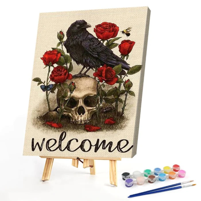 Paint By Numbers Kit - Crow and Skull