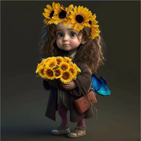 DIY 5D Diamond Painting Kit - Girl & Sunflower