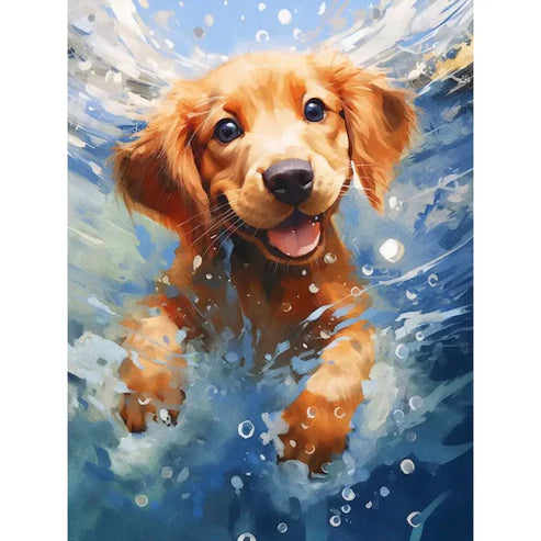 DIY Diamond Painting Kit - Swimming Dog In Sea Painting