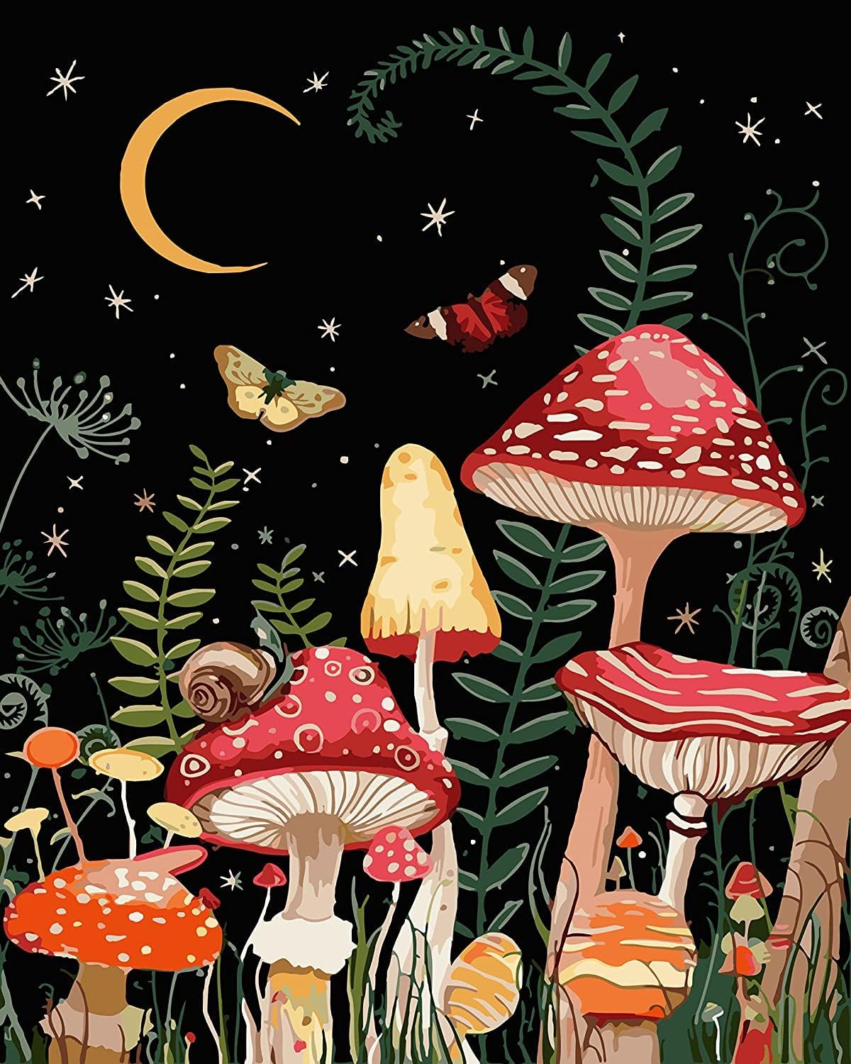 Paint By Numbers Kit - Moon and Mushrooms