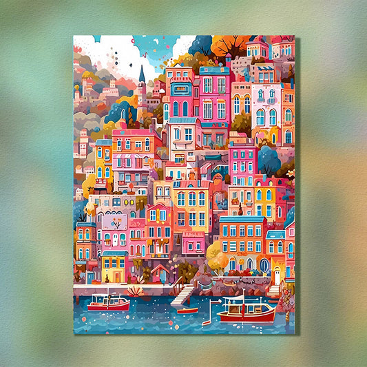 Painting By Numbers Kit - Colorful Houses