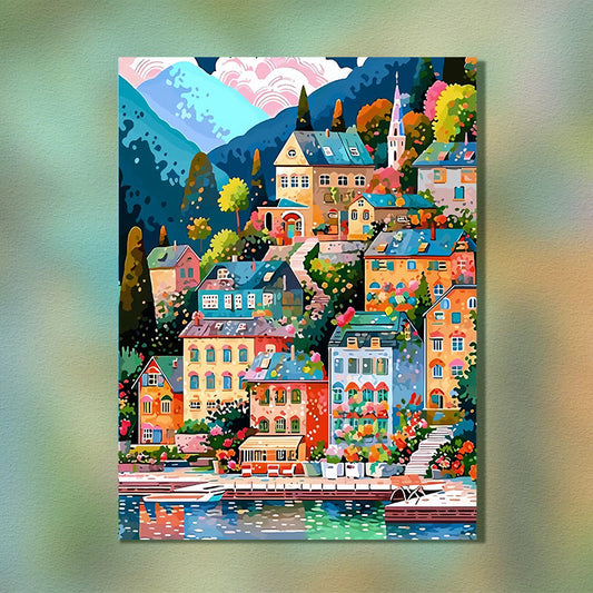 Painting By Numbers Kit - Colorful Houses