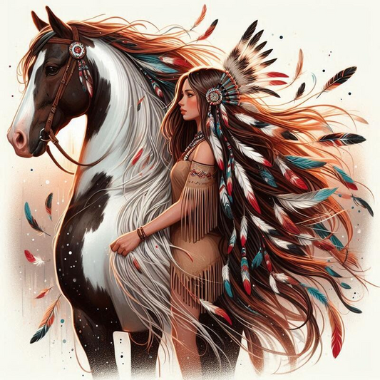 DIY Diamond Painting Kits - Indian Woman And Horse
